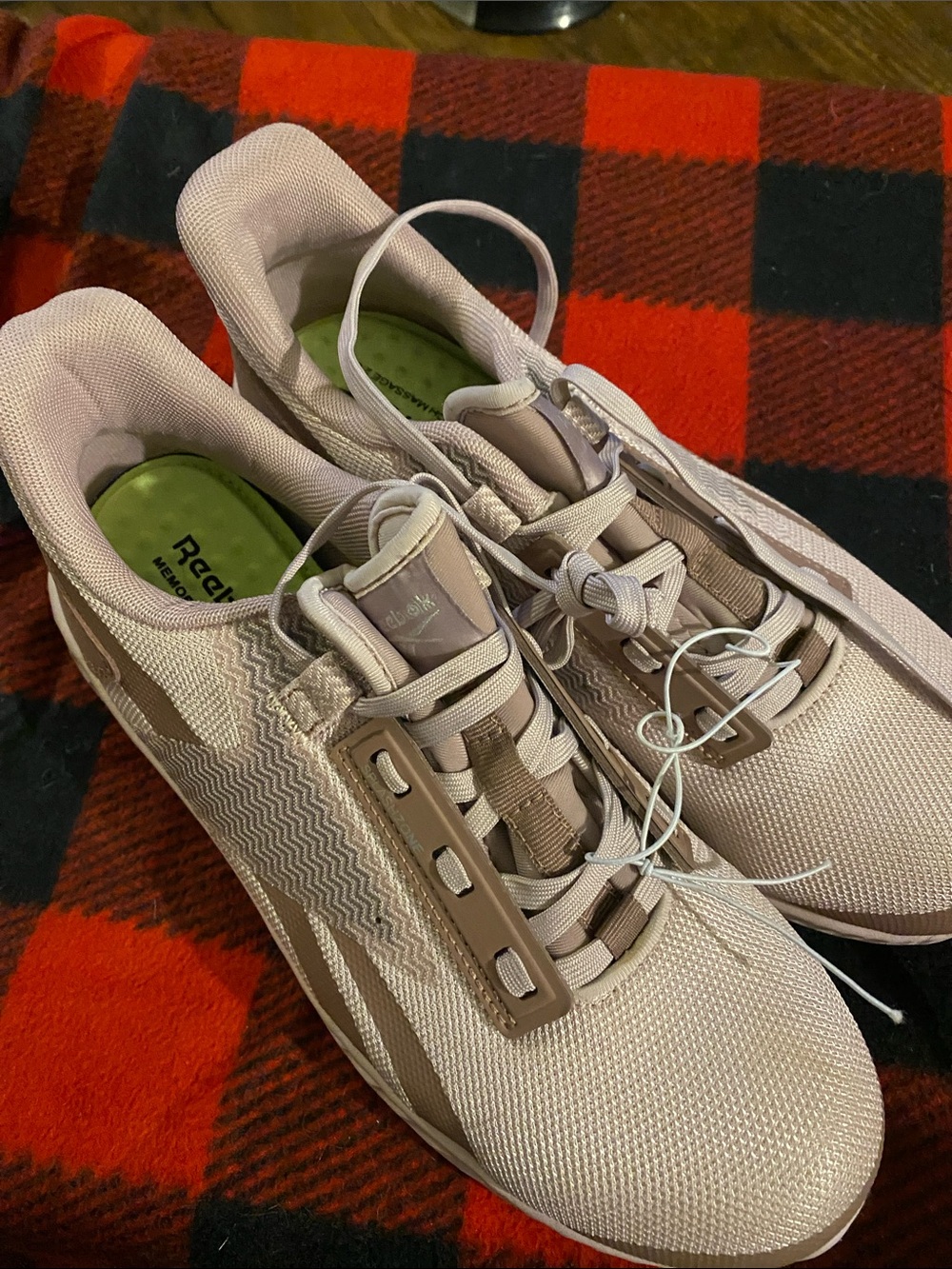Reebok Women's Light Pink and Tan Steel toe  Sneakers